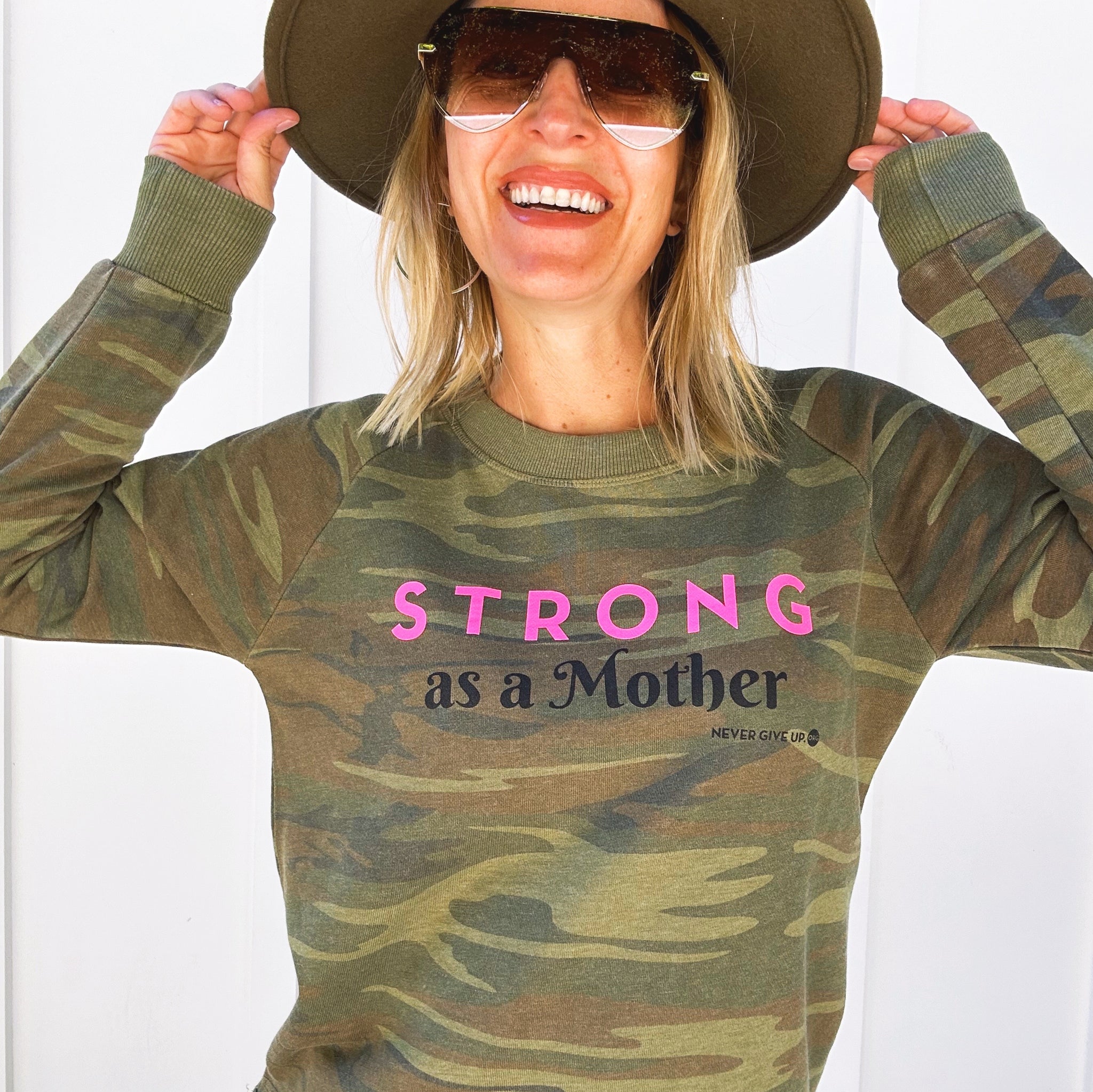 STRONG AS A MOTHER CAMO PULLOVER