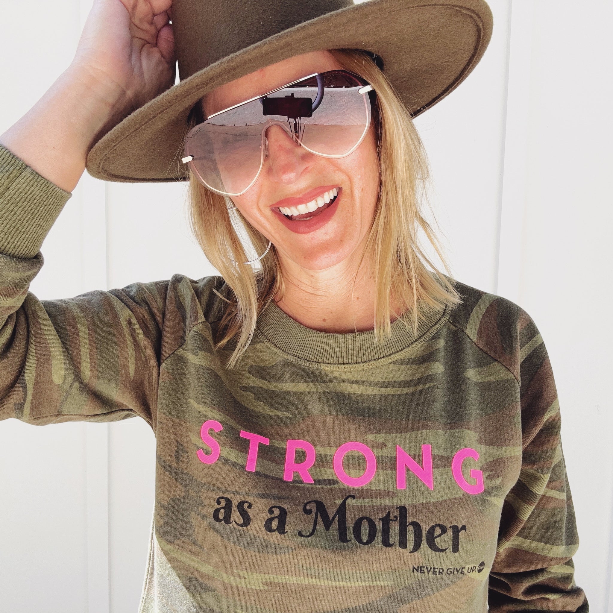 STRONG AS A MOTHER CAMO PULLOVER