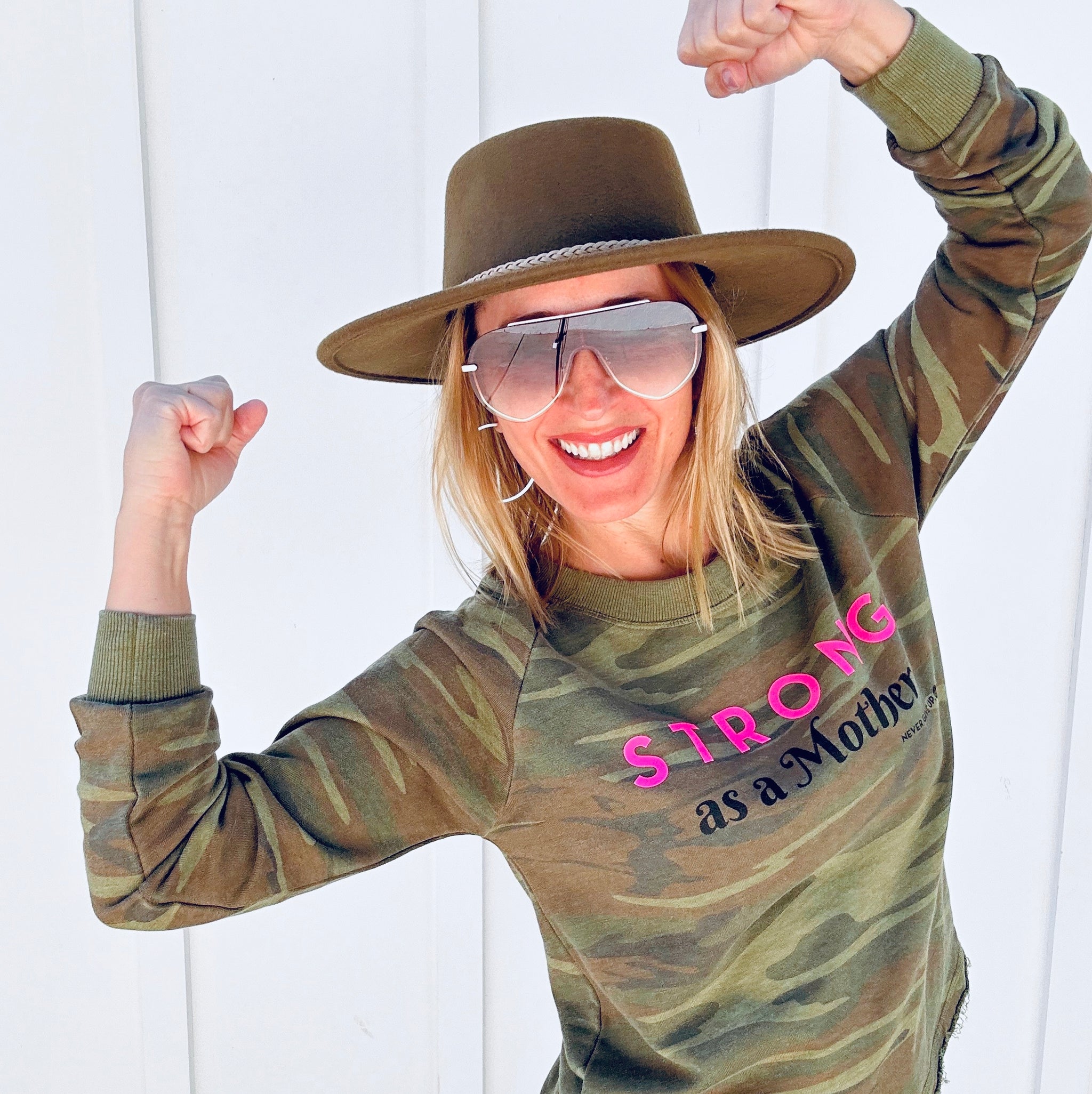 STRONG AS A MOTHER CAMO PULLOVER