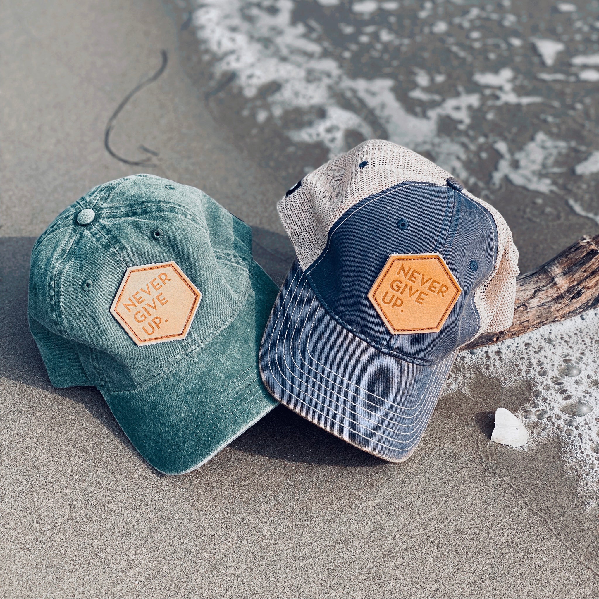 WASHED EVERGREEN NEVER GIVE UP. CAP