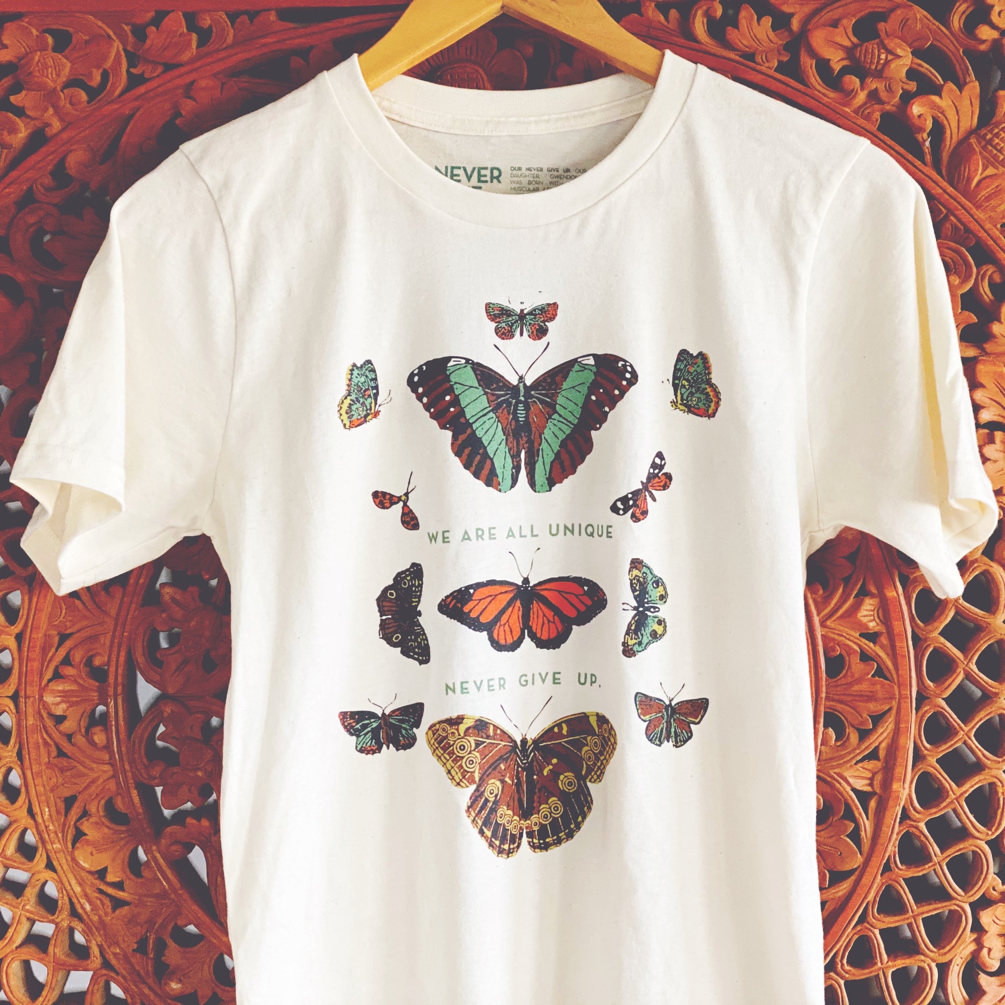 BUTTERFLY WE ARE ALL UNIQUE ORGANIC TEE