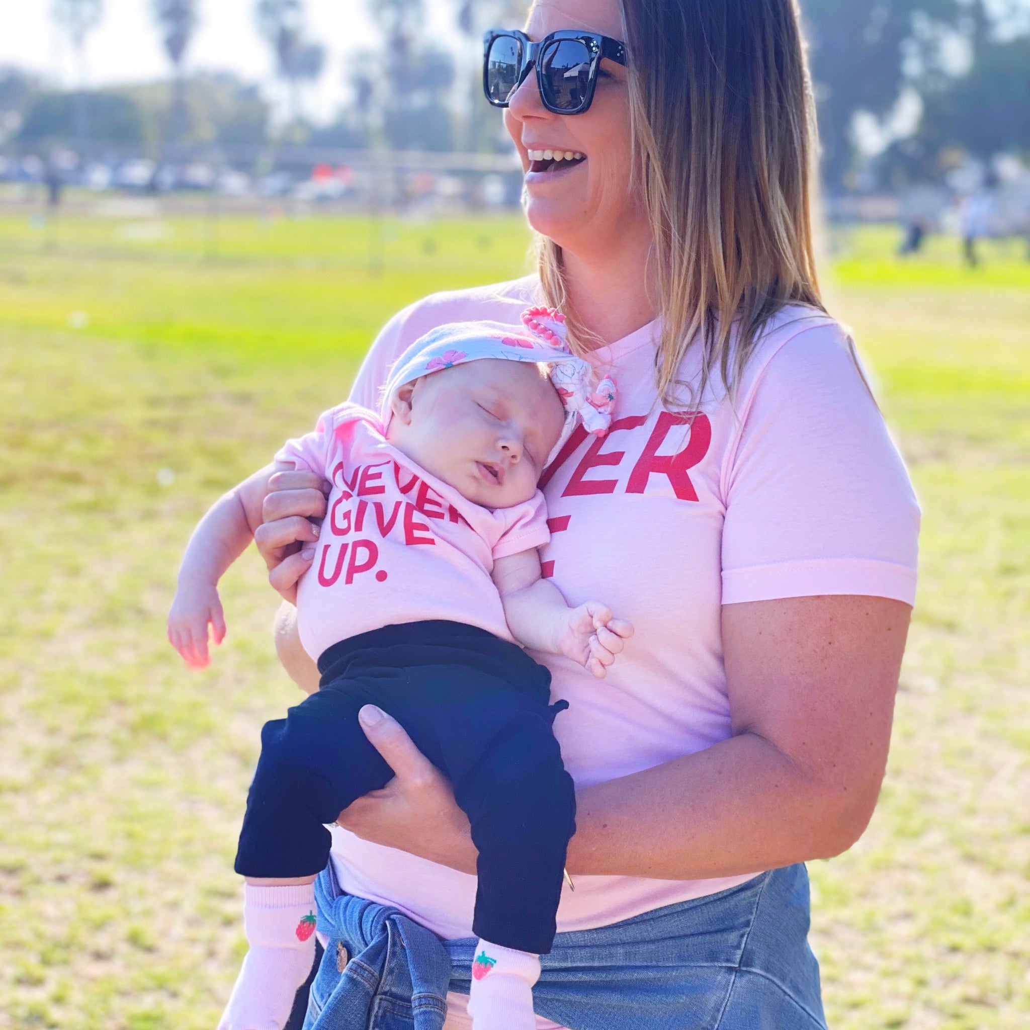 BABY PINK & RED SIGNATURE ONESIE