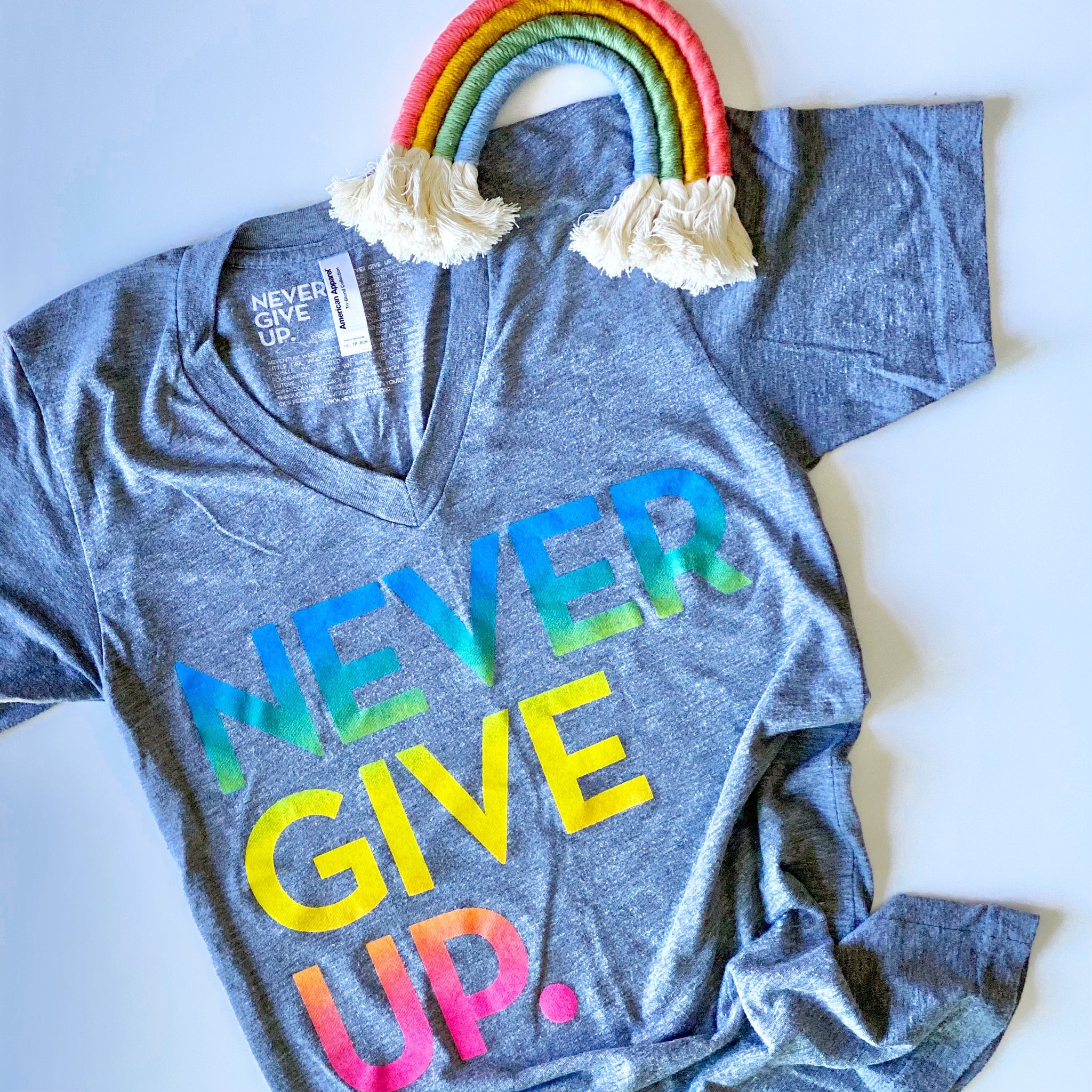 NEON RAINBOW NEVER GIVE UP. Tee