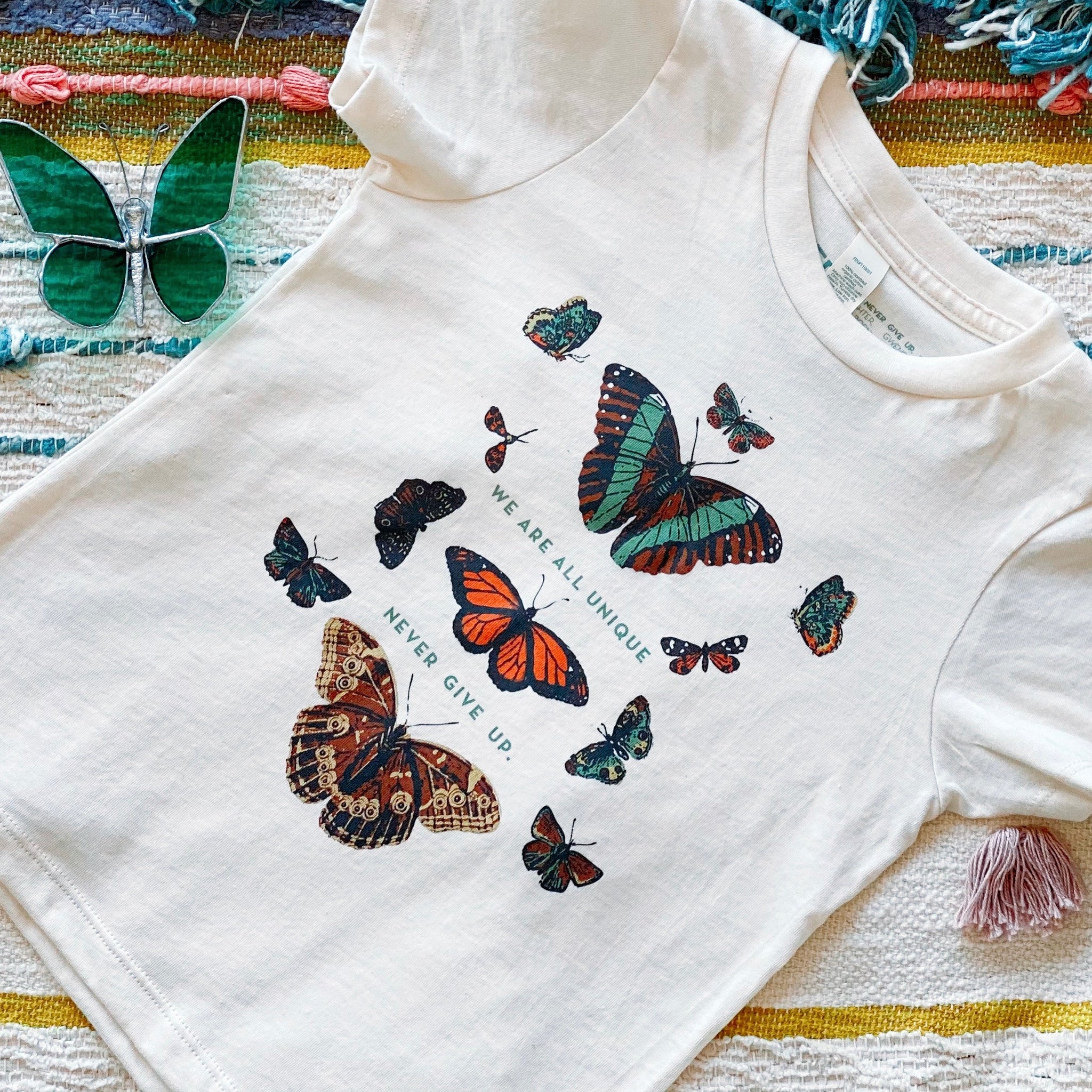 BUTTERFLY WE ARE ALL UNIQUE ORGANIC TEE