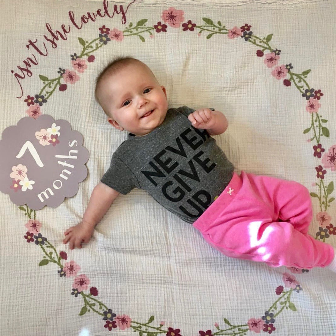 BABY NEVER GIVE UP. ONESIE