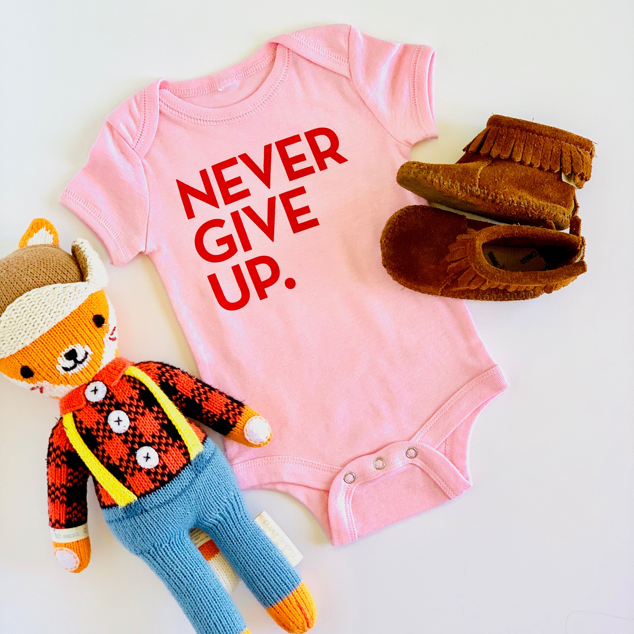 BABY PINK & RED SIGNATURE ONESIE