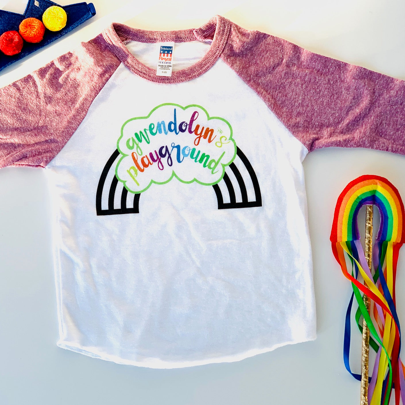KIDS GWENDOLYN'S PLAYGROUND BASEBALL TEE