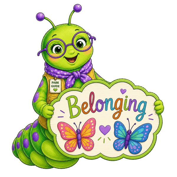 Everyone belongs here — mascot illustration