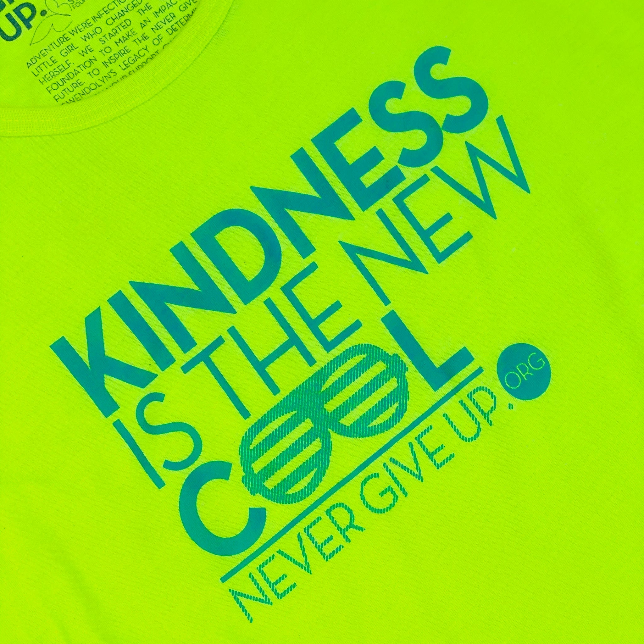 KIDS KINDNESS IS THE NEW COOL TANK (NEON) - NEVER GIVE UP. SHOP