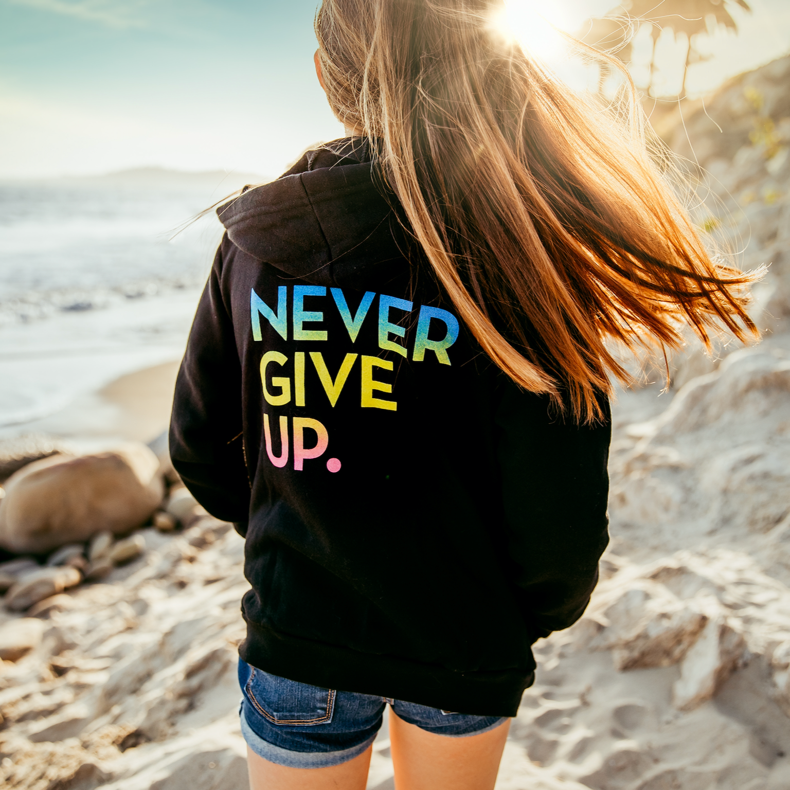 ILY LOVE AMERICAN SIGN LANGUAGE ZIP HOODIE - NEVER GIVE UP. SHOP